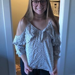 Off the shoulder ruffled floral top